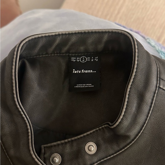 Urban Outfitters Black and Cream Leather Jacket - Picture 4 of 4